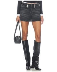 Alexander Wang - Denim Mini Skort With Crystal Beltloops - Lyst