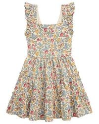 Polo Ralph Lauren - Kurzärmeliges Kleid Aus Baumwoll-Jersey Mit Floralem Print Und Gesmokter Passe - Lyst