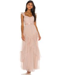 BCBGMAXAZRIA Tiered Ruffle Gown - Pink