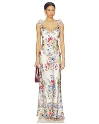 CAMILLA - V Neck Bias Slip Dress With Back Frill - Lyst