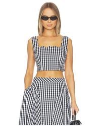 MILLY - Mia Gingham Top - Lyst