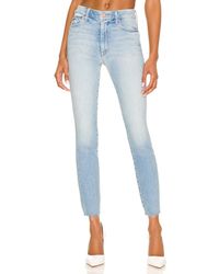 Mother High Waisted Looker Ankle Fray - Blue