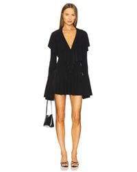 Norma Kamali - Long Sleeve Deep V Ruffle Mini Dress - Lyst