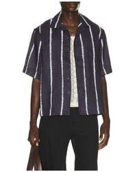 Commas - Shibori Stripe Cuffed Camp Collar Shirt - Lyst