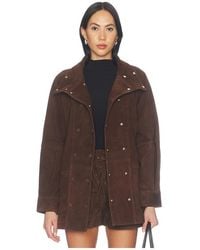 AEXAE - Lamb Leather Suede Cinched Mid Jacket - Lyst