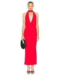 ROWEN ROSE - Maxi Vestido Escote Profundo En Color Rojo Talla (También En 36/2, 38/4, 42/8) - Lyst