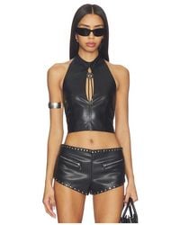 Lamarque - X Revolve Stella Faux Leather Keyhole Halter Top - Lyst