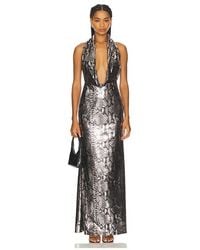 LAPOINTE - Metal Snake Deep Cowl Neck Gown - Lyst