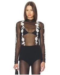 Ganni - Sheer Flower Crochet Applique Top - Lyst