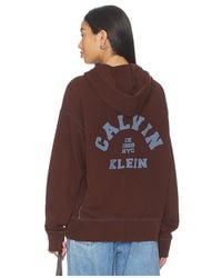Calvin Klein - Washed Premium Vintage Logo Zip Hoodie - Lyst