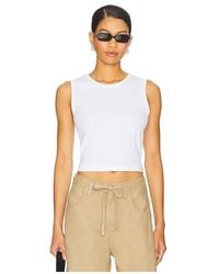 Leset - Pointelle Sleeveless Crew Top - Lyst