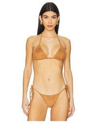 Frankie's Bikinis - X Bella Hadid Paradise Suede Bikini Top - Lyst