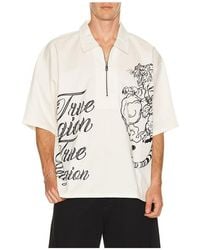 TRUE RELIGION - Half Zip Tiger Short Sleeve Shirt - Lyst