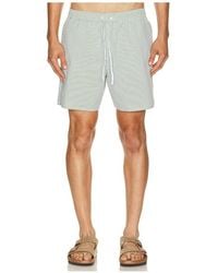 Lacoste - Mid Length Striped Textured Swim Trunks - Lyst