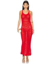 Asta Resort - Vestido De Punto Abierto En Color Rojo Talla En - Lyst