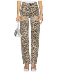 GOOD AMERICAN - Leopard Good Icon Straight Diamond Jeans - Lyst