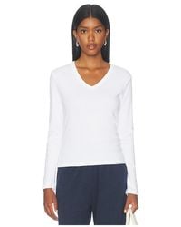 Leset - Nando Slim Long Sleeve V Neck Top - Lyst