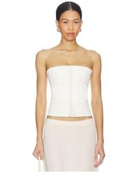 GUIZIO - Lace Embellished Satin Corset - Lyst