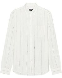 Club Monaco - Long Sleeve Wide Stripe Linen Shirt - Lyst