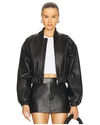 GRLFRND - Cropped Leather Bomber Jacket - Lyst
