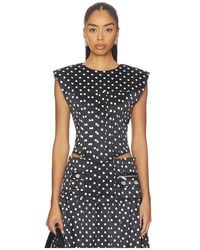 Ganni - Printed Double Satin Corset Top - Lyst