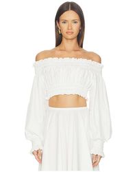 Norma Kamali - Long Sleeve Peasant Cropped Top - Lyst