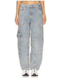 Ganni - Light Stripe Denim Carpenter Jeans - Lyst