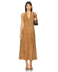 St. Agni - Suede Halter Plunge Dress - Lyst