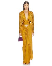 Balmain - Open Neck Draped Viscose Jersey Top - Lyst