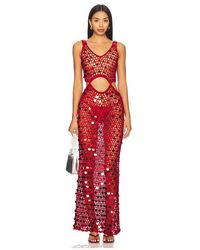 superdown Printed Jersey Maxi Dress in Red | Lyst