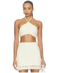 PATBO - Twilight Mesh Halter Top Pearl Embroidery - Lyst