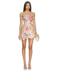 Bronx and Banco - Floral 3D Jasmine Maraya Strapless Mini Dress - Lyst
