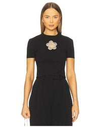 Area - Crystal Flower Cropped T-Shirt - Lyst