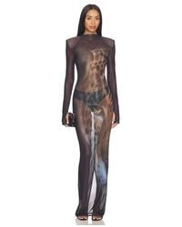 Bronx and Banco - Tiger Long Sleeve Sheer Mesh Maxi Dress - Lyst