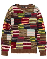 Beams Plus - Crew Hand Knit Patchwork Sweater - Lyst