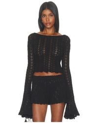 Tularosa - Zaylee Boat Neck Open Stitch Mini Sweater - Lyst