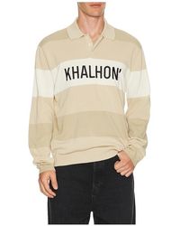 Khalhon - Coastal Stripe Knit Polo Jacket en Beige - Lyst