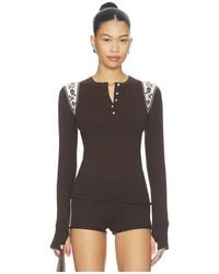 Frankie's Bikinis - Darling Cloud Knit Long Sleeve Henley Top - Lyst
