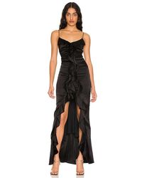 Alice + Olivia Mayer Ruffle Slit Maxi Dress - Black