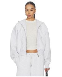 Alexander Wang - Zip Up Hoodie With Rhinestone Drawcord - Lyst