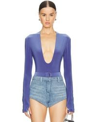 Norma Kamali - Long Sleeve Deep U Neck Bodysuit - Lyst