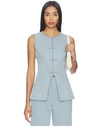 SAU LEE - Denver Denim Top - Lyst