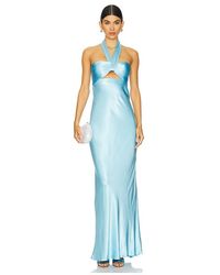 Shona Joy - La Lune Ruched Halter Maxi Dress - Lyst