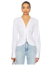 GOOD AMERICAN - Poplin Ruched Shirt - Lyst
