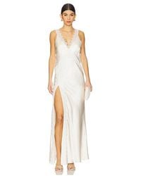 Shona Joy - La Lune Cumulus Silk Lace Strap Split Maxi Dress - Lyst