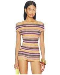 Jaded London - Cata Stripe Asymmetric Knit Top - Lyst