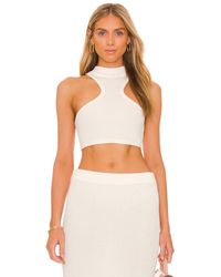 Nbd Haven Cropped Knit Racer Top - White