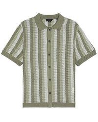 Vince - Crochet Stripe Short Sleeve Button Down Shirt - Lyst