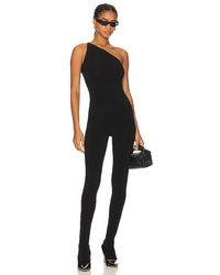 Norma Kamali - One Shoulder Catsuit With Footie - Lyst