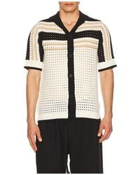 Central Park West - Anderson Striped Crochet Button Down Shirt - Lyst